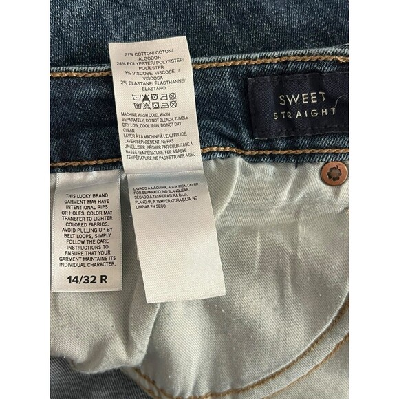 Lucky Brand Jeans Womens 14/32 Sweet‎ Straight Mid Rise Stretch Medium Petite - Picture 8 of 9